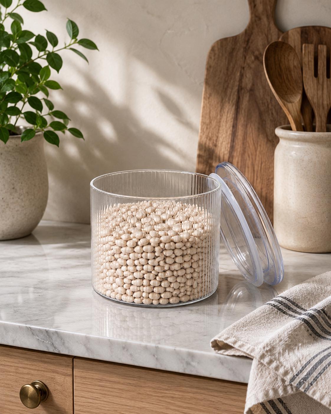Voorraadpotten met ribbels - Set van 5 stuks
