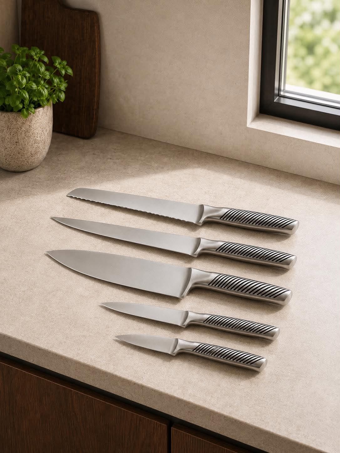 Messenset - set van 5 stuks - stainless steel