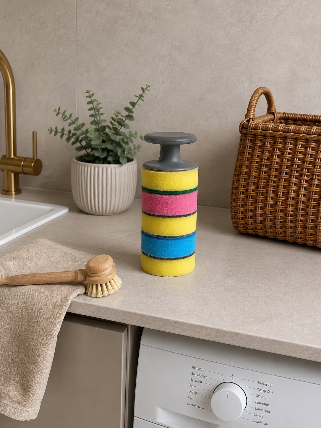 Schoonmaaksponsen met handgreep