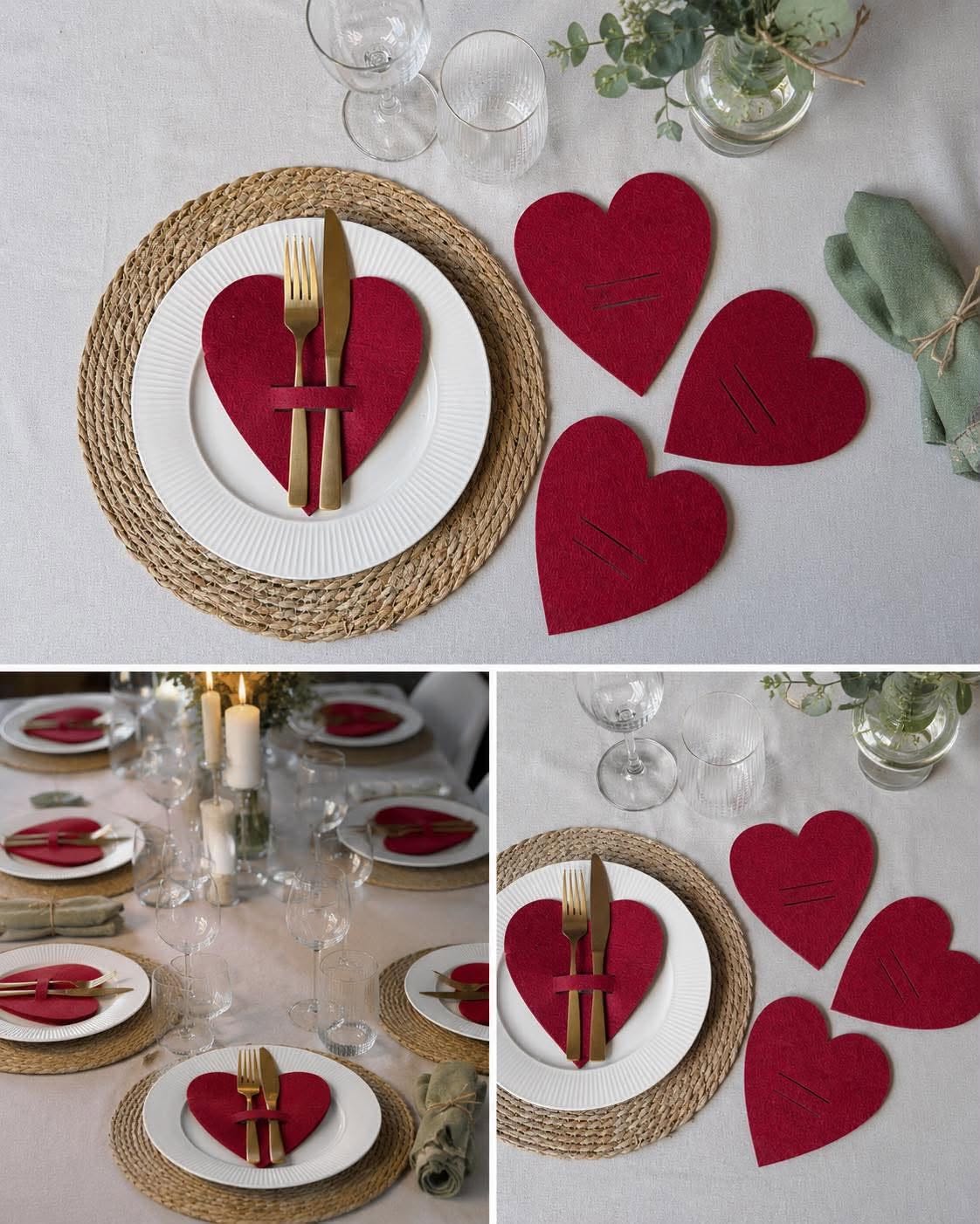 Kerstharten voor tafeldecoratie - Rood 4 st.