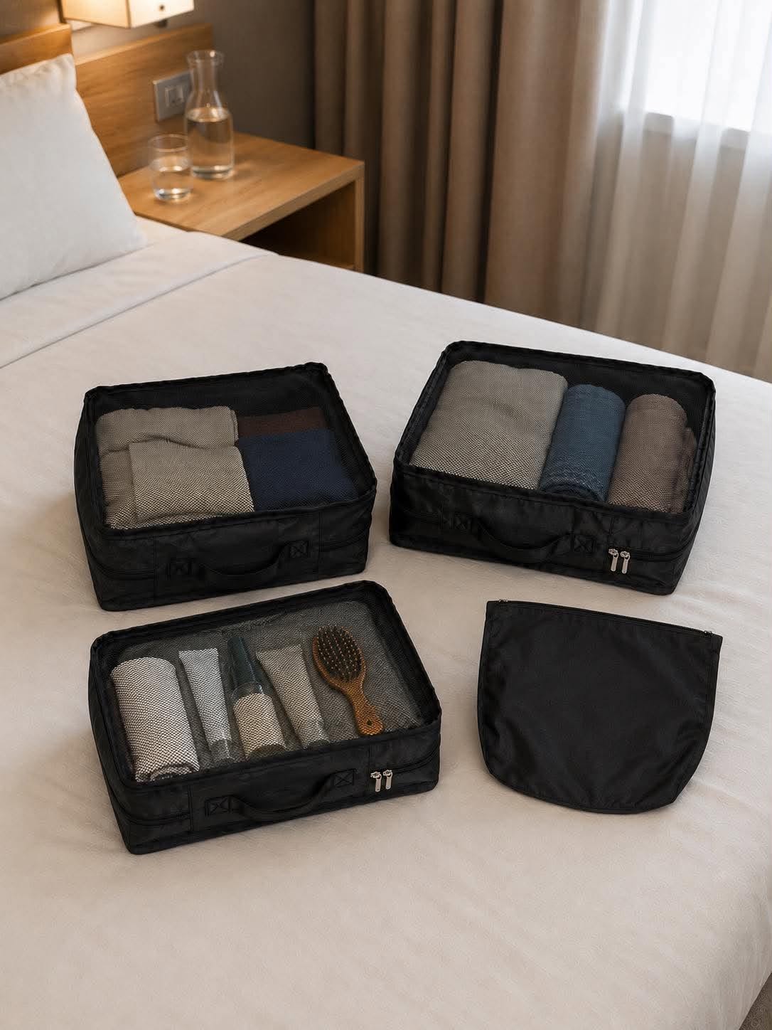 Reisopbergset, set van 4 organizers