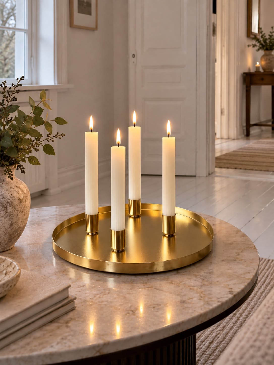 Schaal met 4 kandelaars - Gold