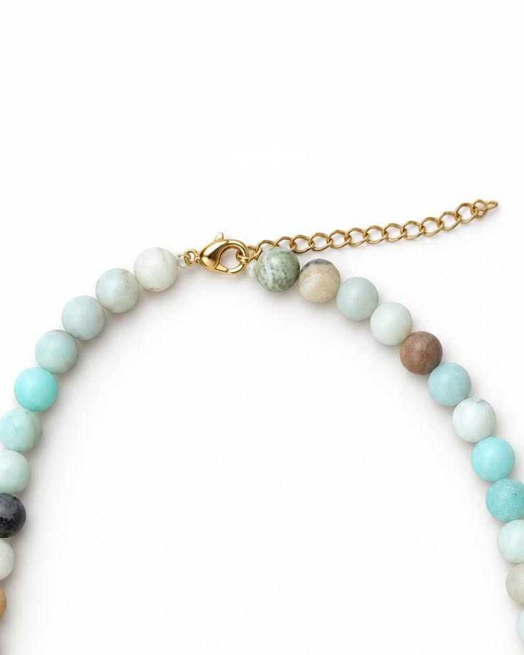 Halsketting Mary Natuur/Aqua Mix