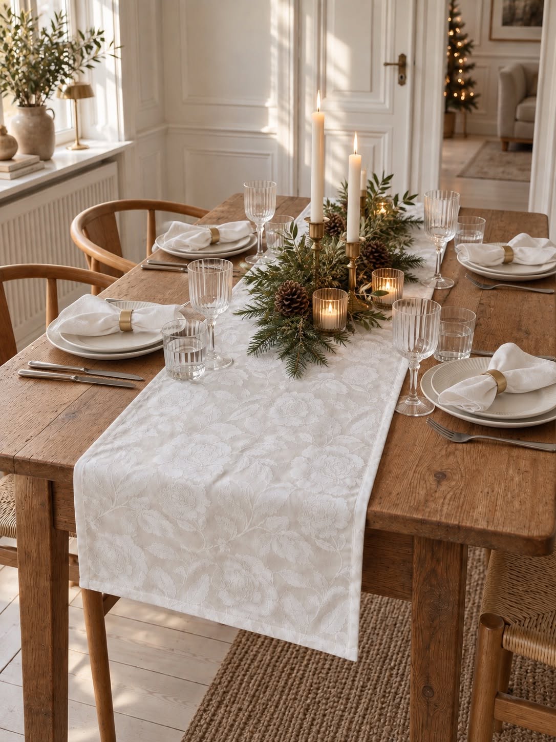 Mondservetten JACQUARD wit - 4 st.