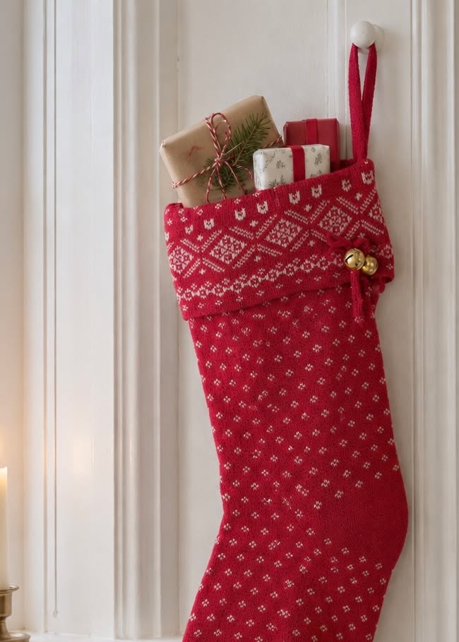 Kerstsok gebreid