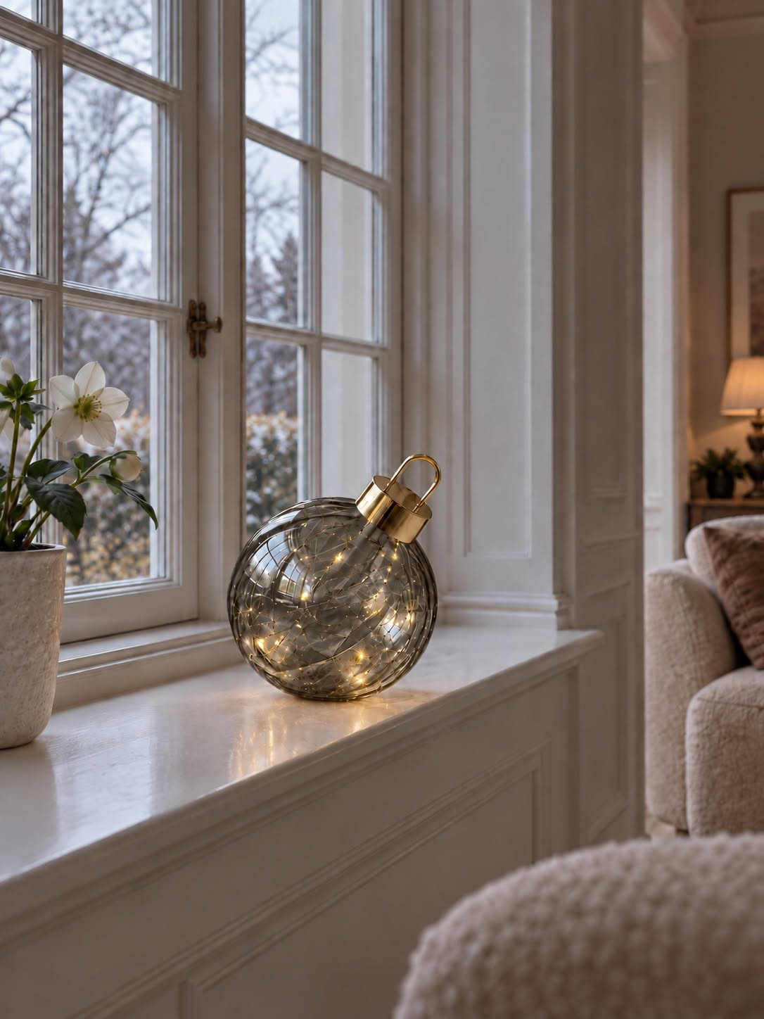 Kerstbal twinkling - Grey
