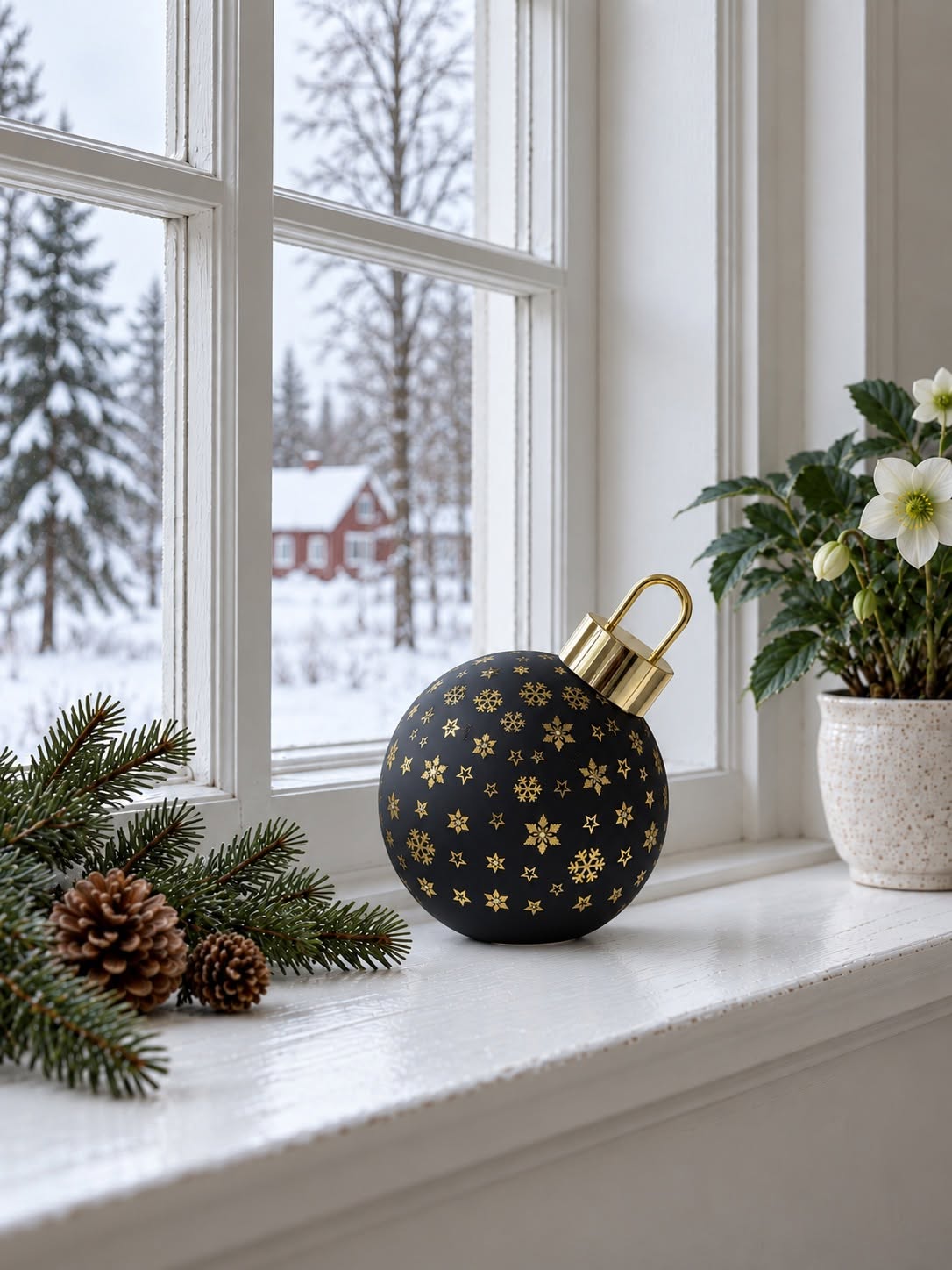 Kerstbal met licht MIX - Black