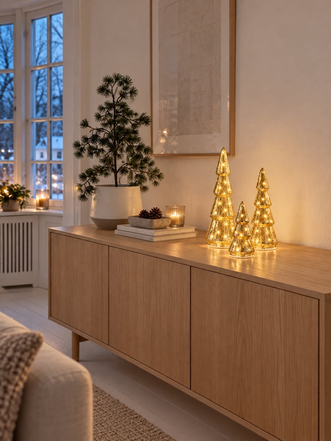 Kerstbomen met LED-licht - Set met 3 formaten