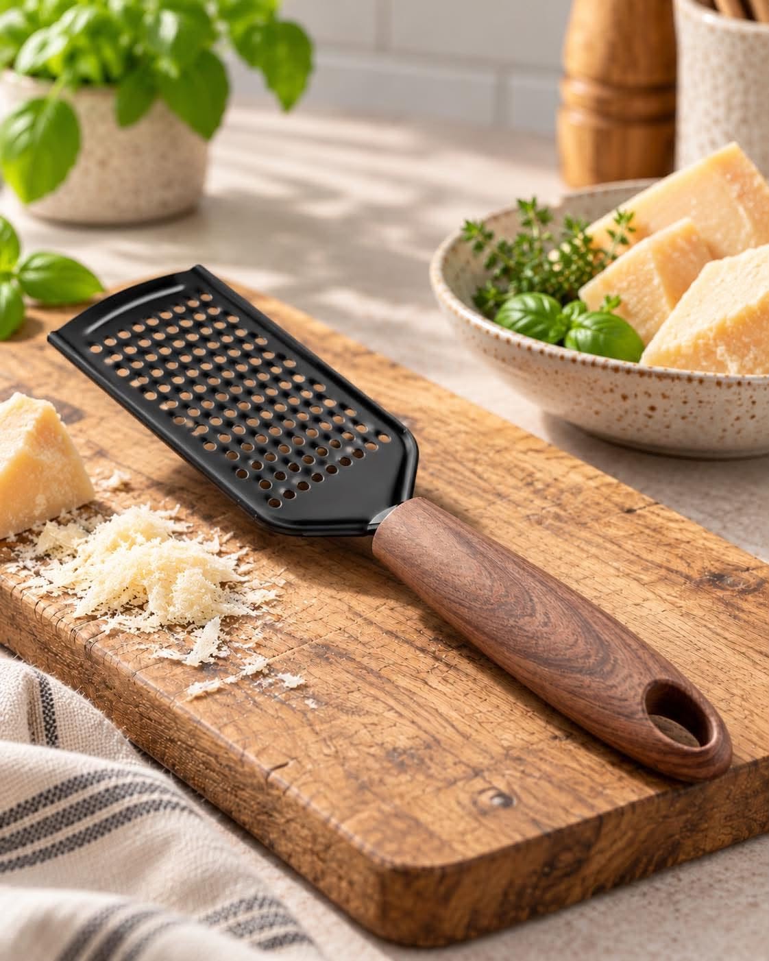 Rasp zwart met houten handvat