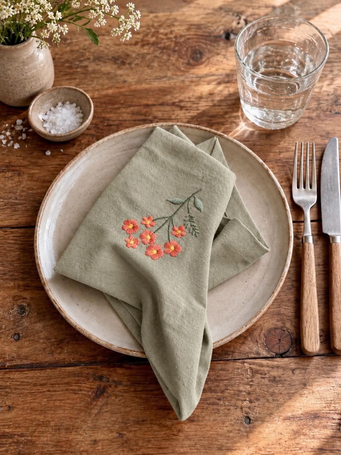 Mundserviet Flower - Verpakking met 4 stuks