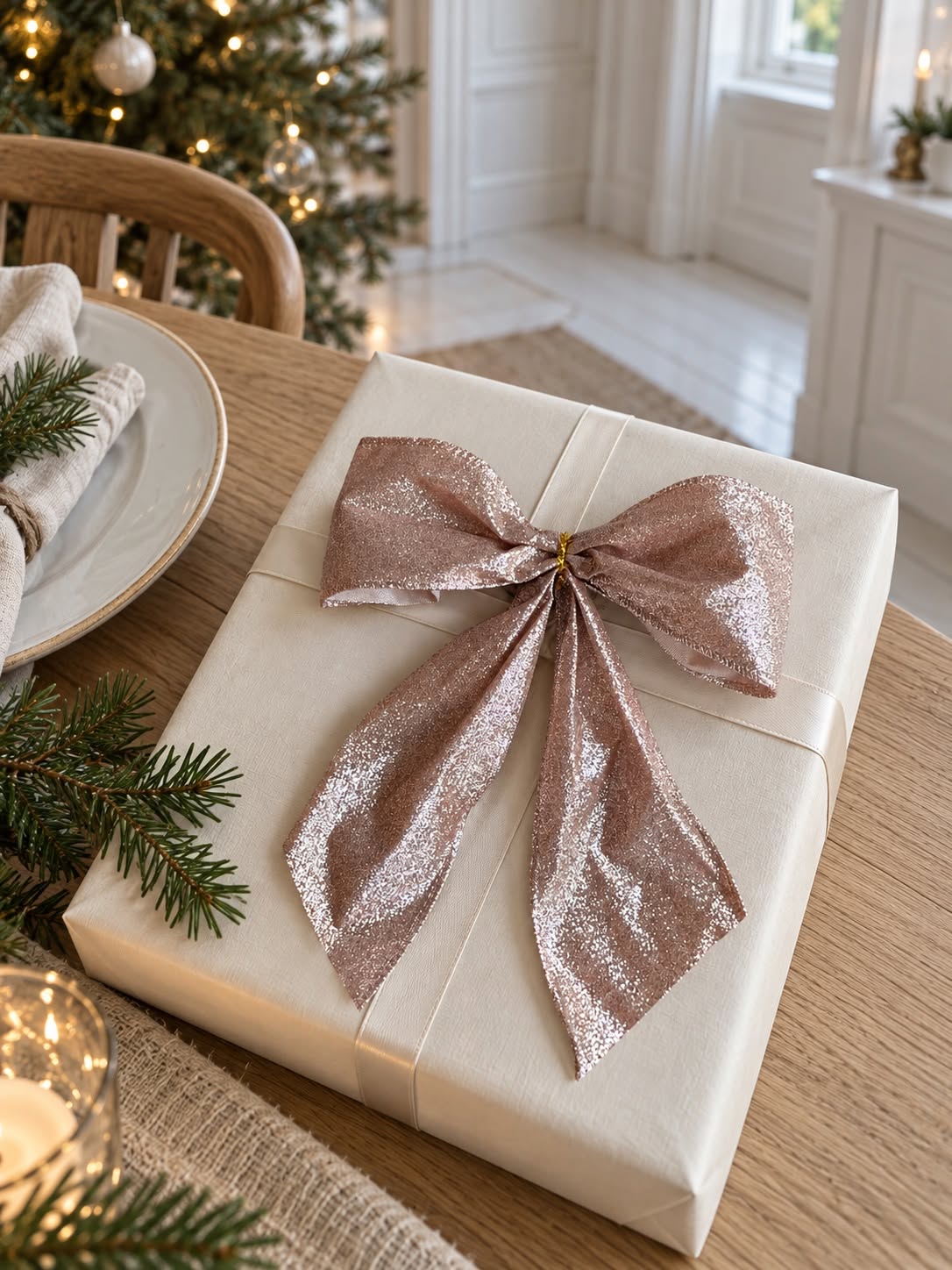 Pakket van 6 strikken - Roze met glitter