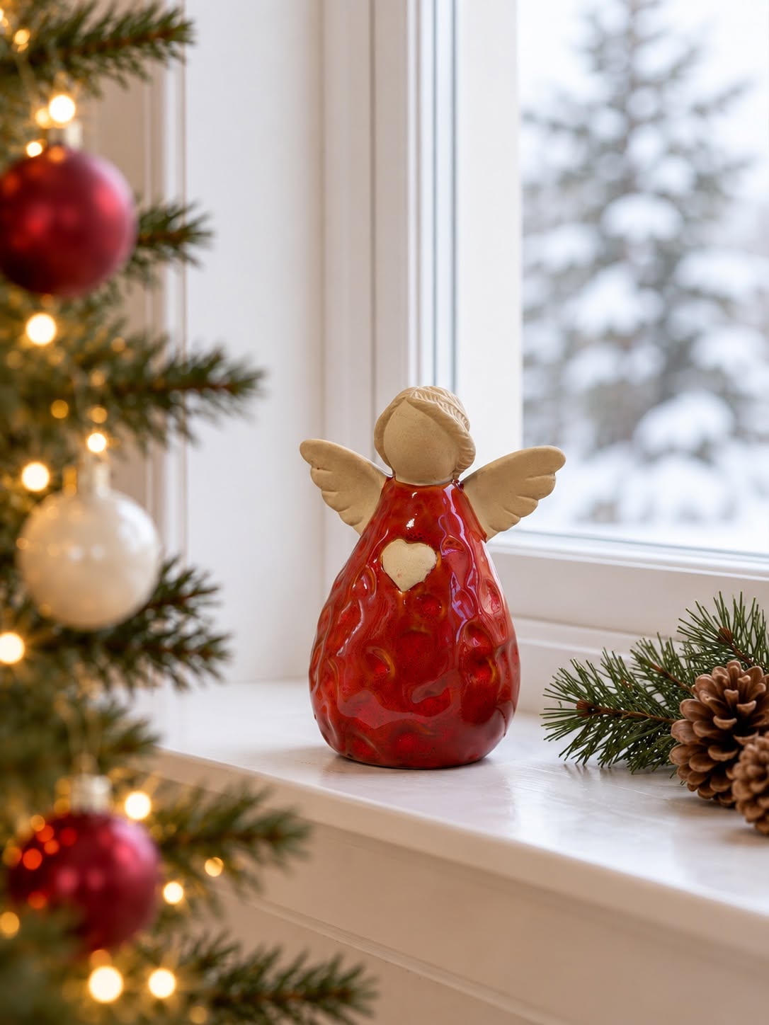 Engel keramiek – rood en beige