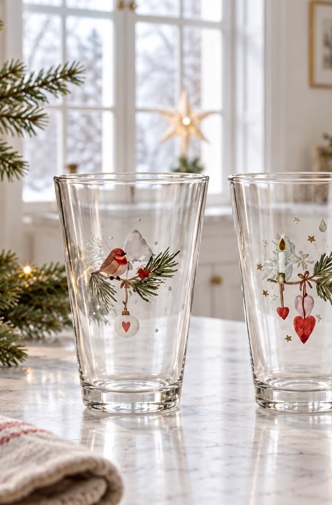 Drinkglazen kerst - Verpakking met 3 st.