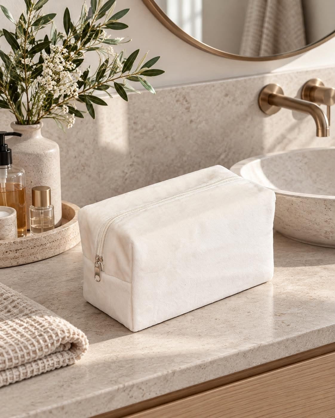 Cadeauset met 4 delen in een fluwelen toilettas