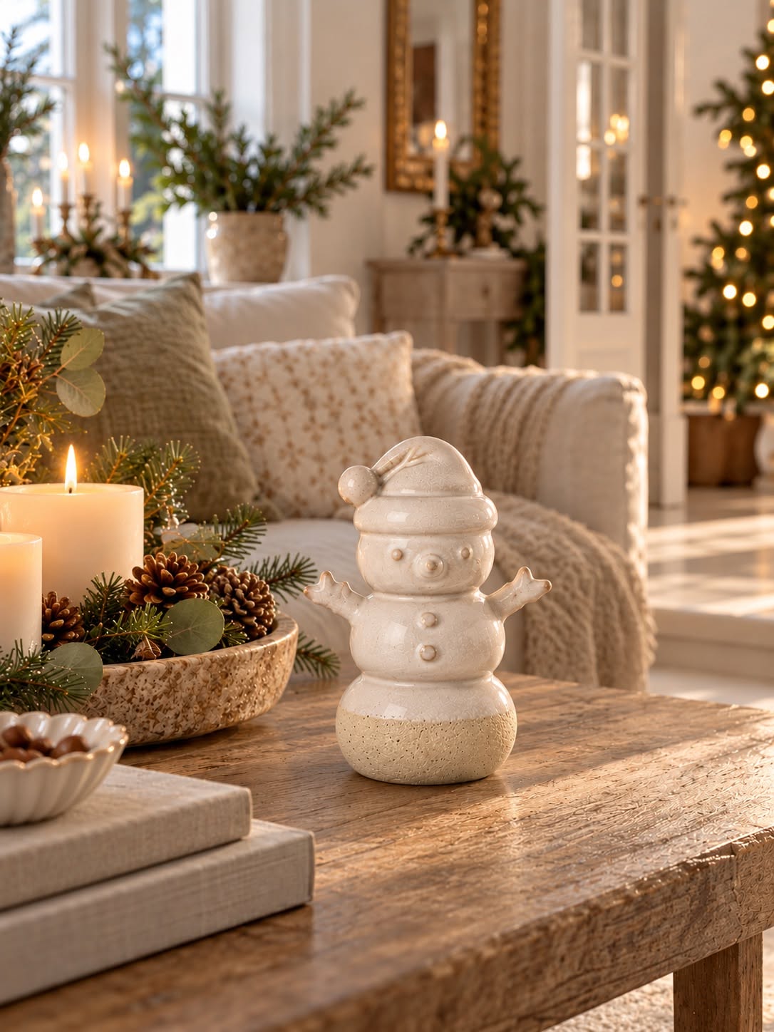 Sneeuwman keramiek – kerstfiguur