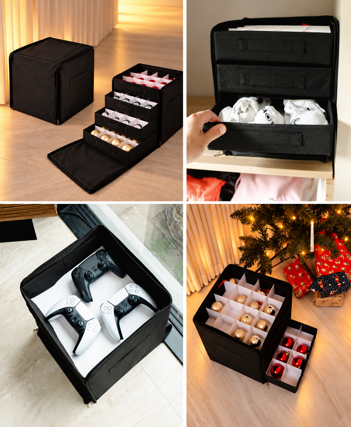 Opbergbox met ingedeelde laden – voor kerstballen
