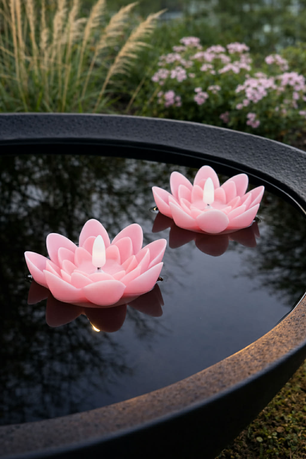 Drijvende kaarsen met timer - Set van 2 stuks. Roze Lotus