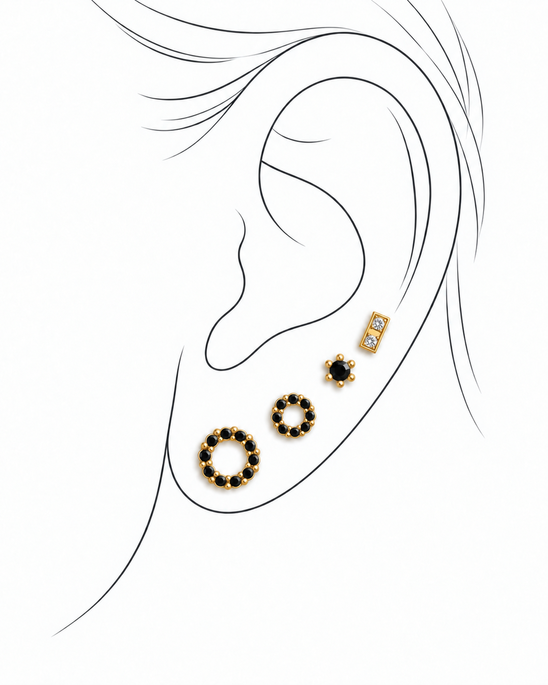 Oorbellen mix 4 stuks - verguld sterling zilver