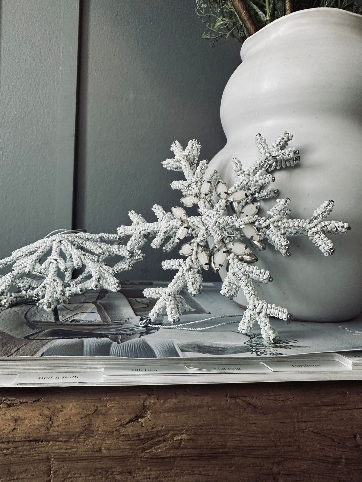 Kersthanger silver / white mix
