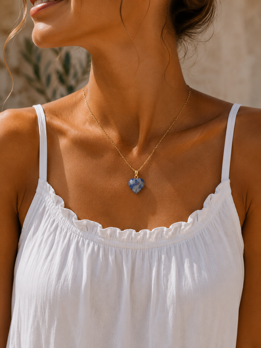 Laia Halsketting Natuursteen/Hart - Blauw