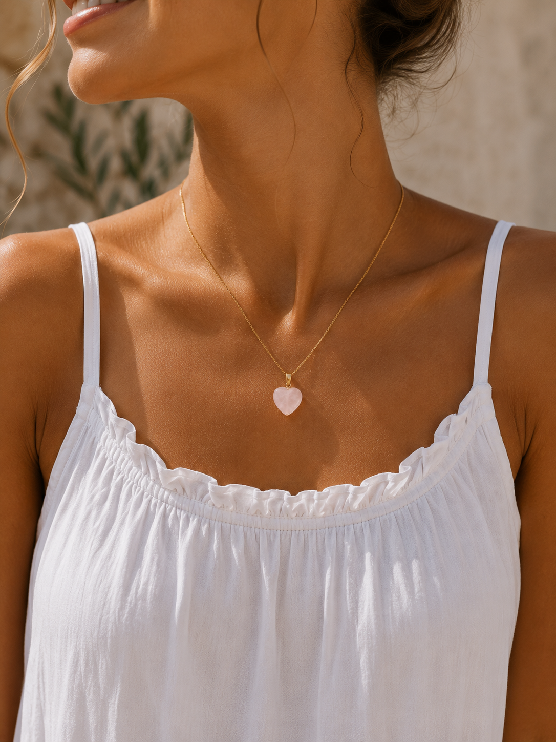 Laia Halsketting Natuursteen/Hart - Soft Pink