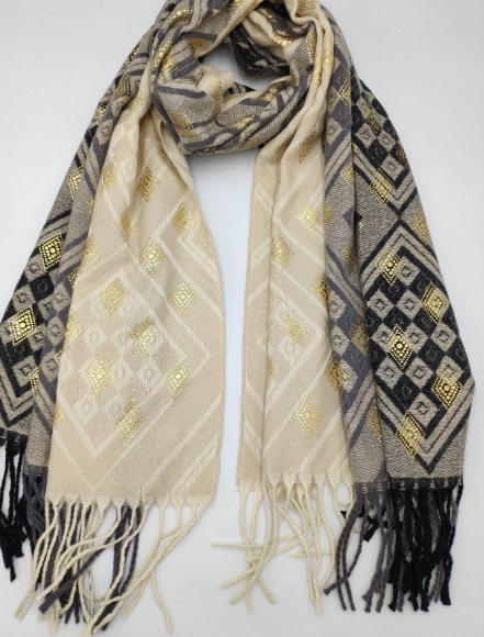 Sjaal diamond printed beige