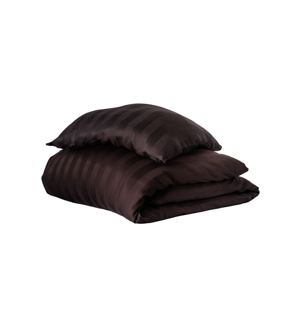 Bamboe satijnen beddengoed, bruin, 140x200 - 63x60