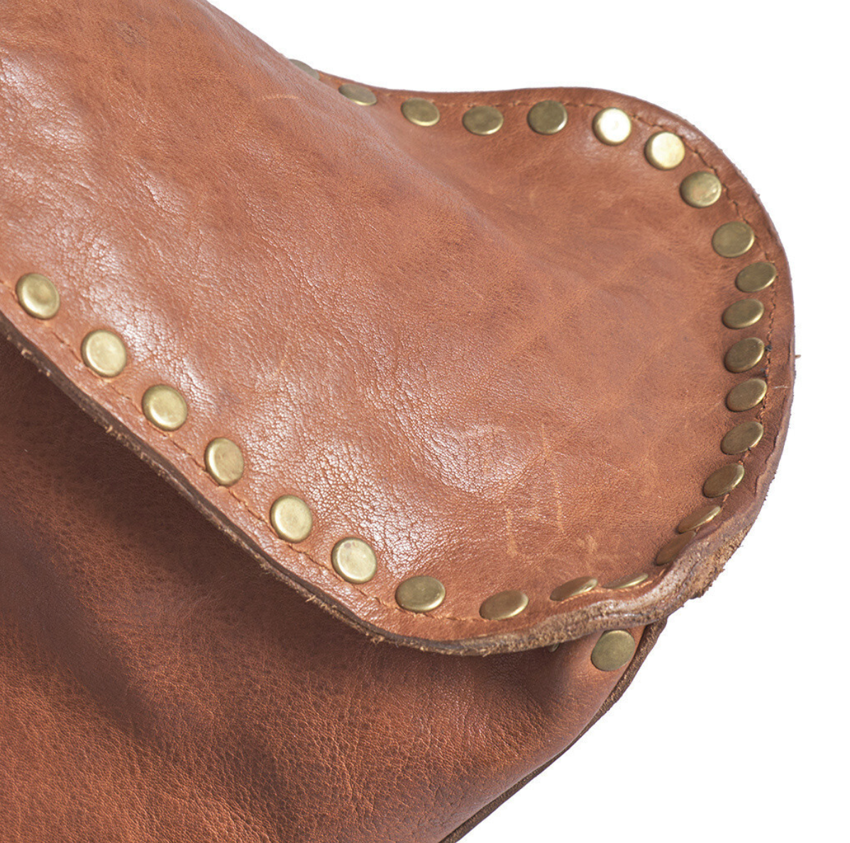 Werktas met studs - Vintage cognac