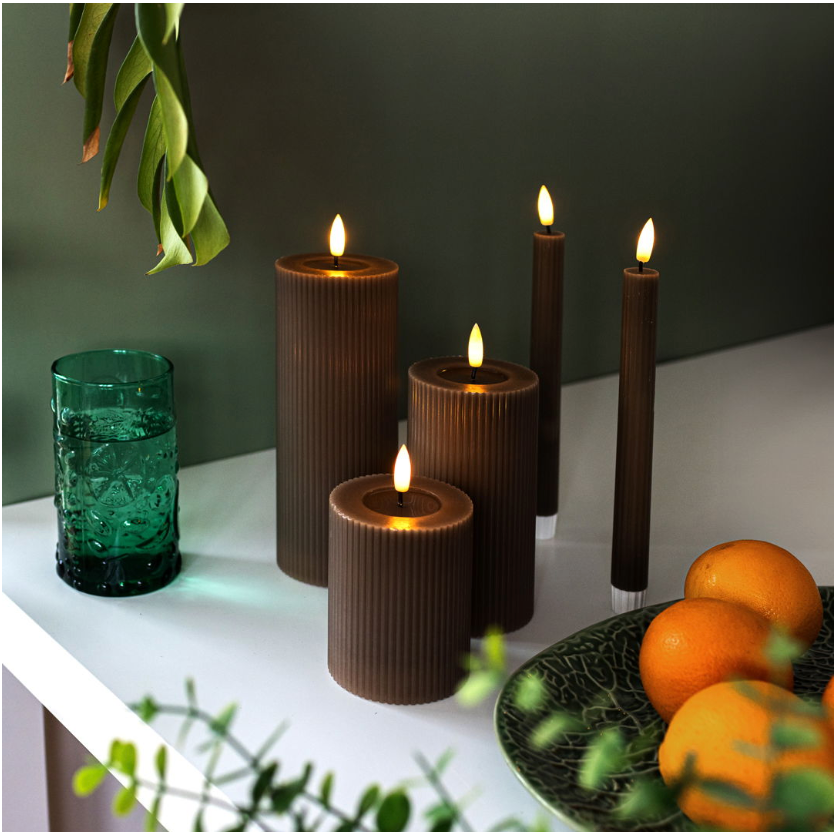 LED-lichtset geribbeld - 5-delig coffee