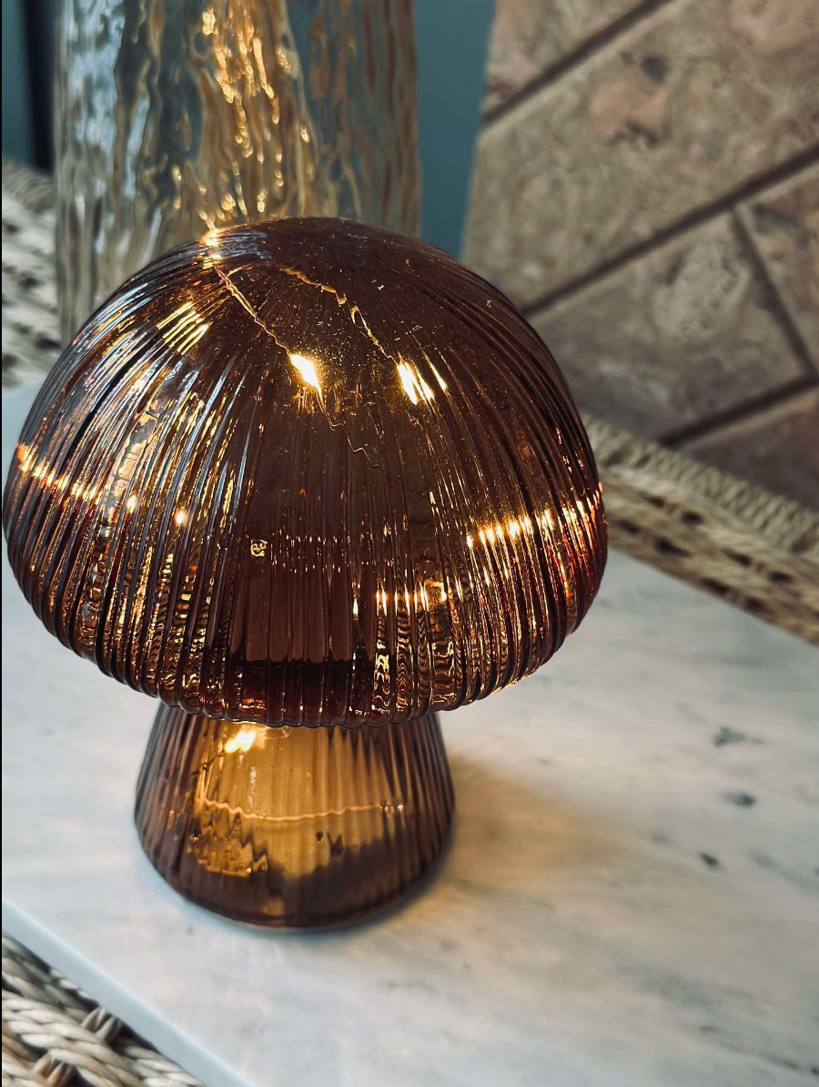 Mushroom met groeven 20cm - Bruin