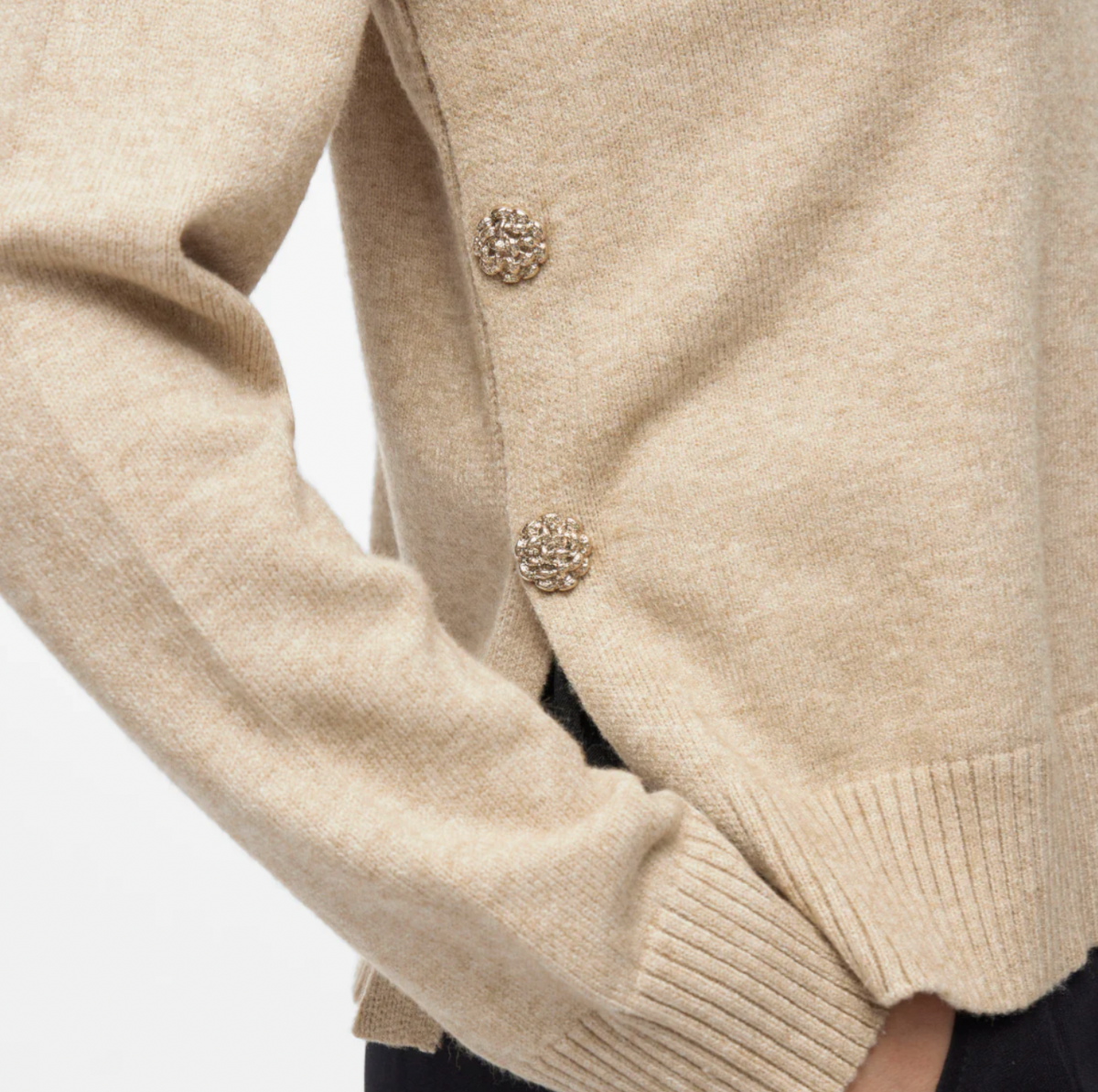 Blouse met mooie knopen - Beige