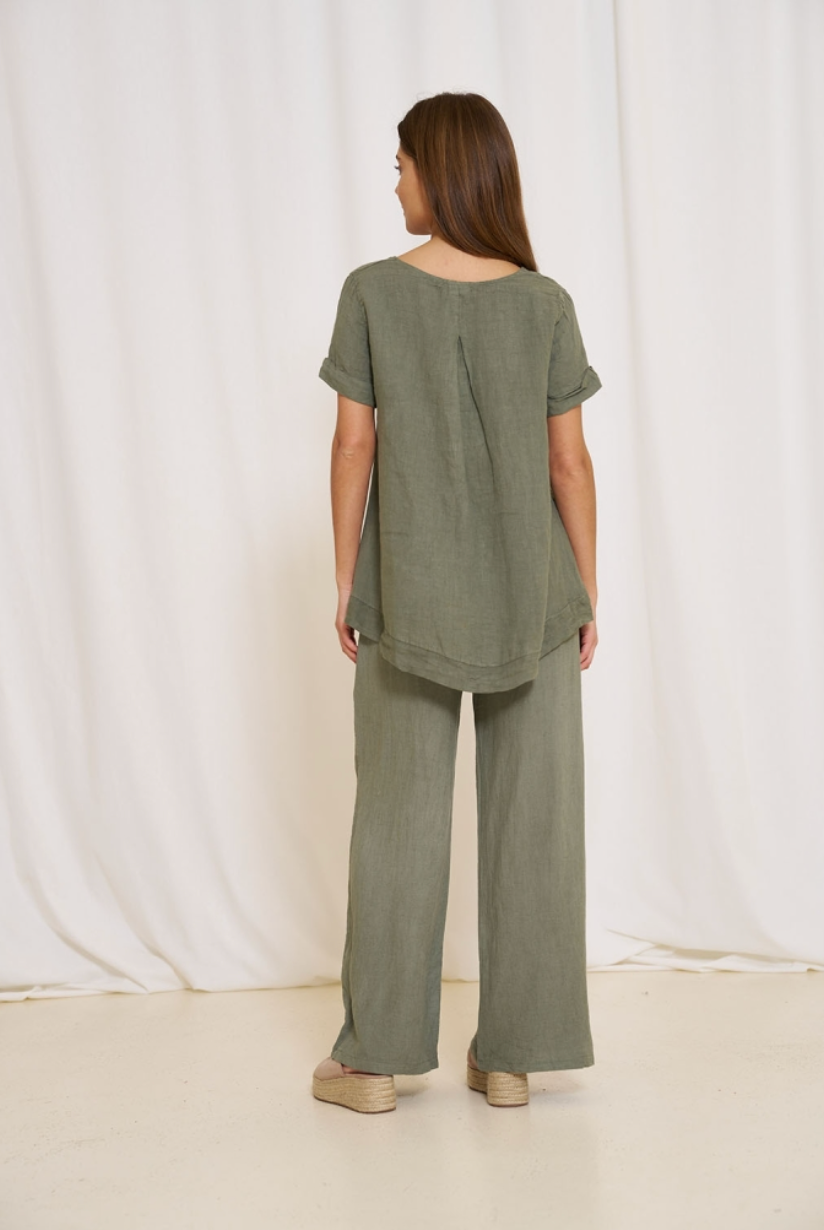 Blouse linnenmix – Military