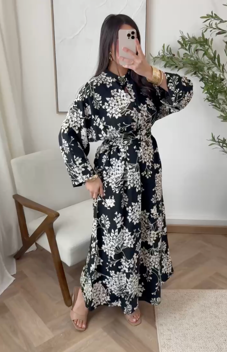 Jurk flower Boheme - Black
