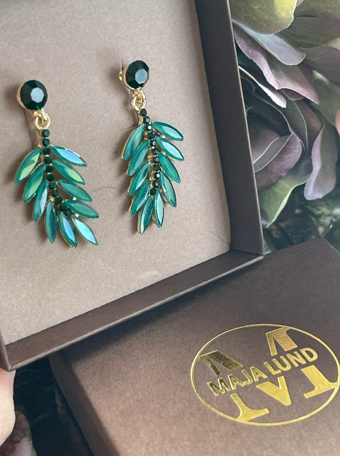 Oorbellen Feather - Emerald