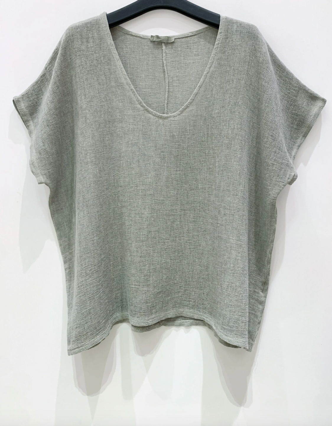 T-shirt Cozy linnenmix - Kaki