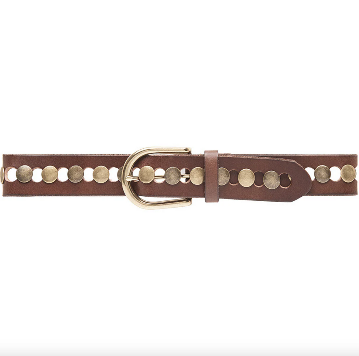 Jeans riem versierd met studs - Brown