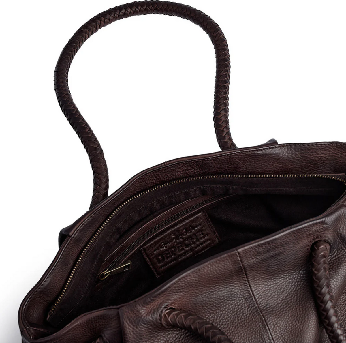 Schoudertas met mooie gevlochten band - Brown