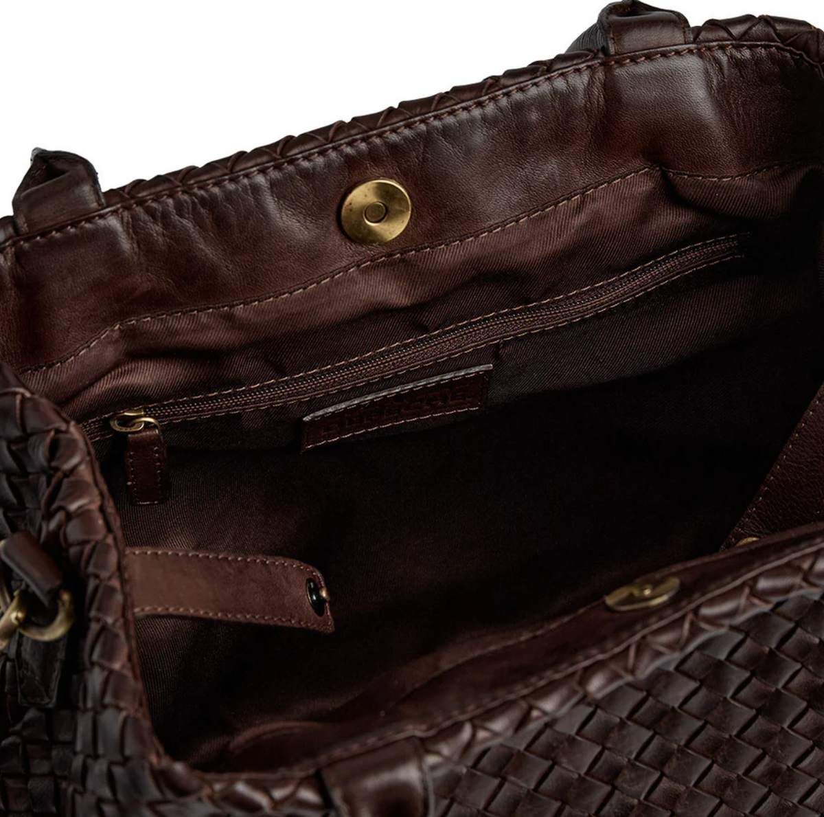 Shopper van gevlochten leer - Brown