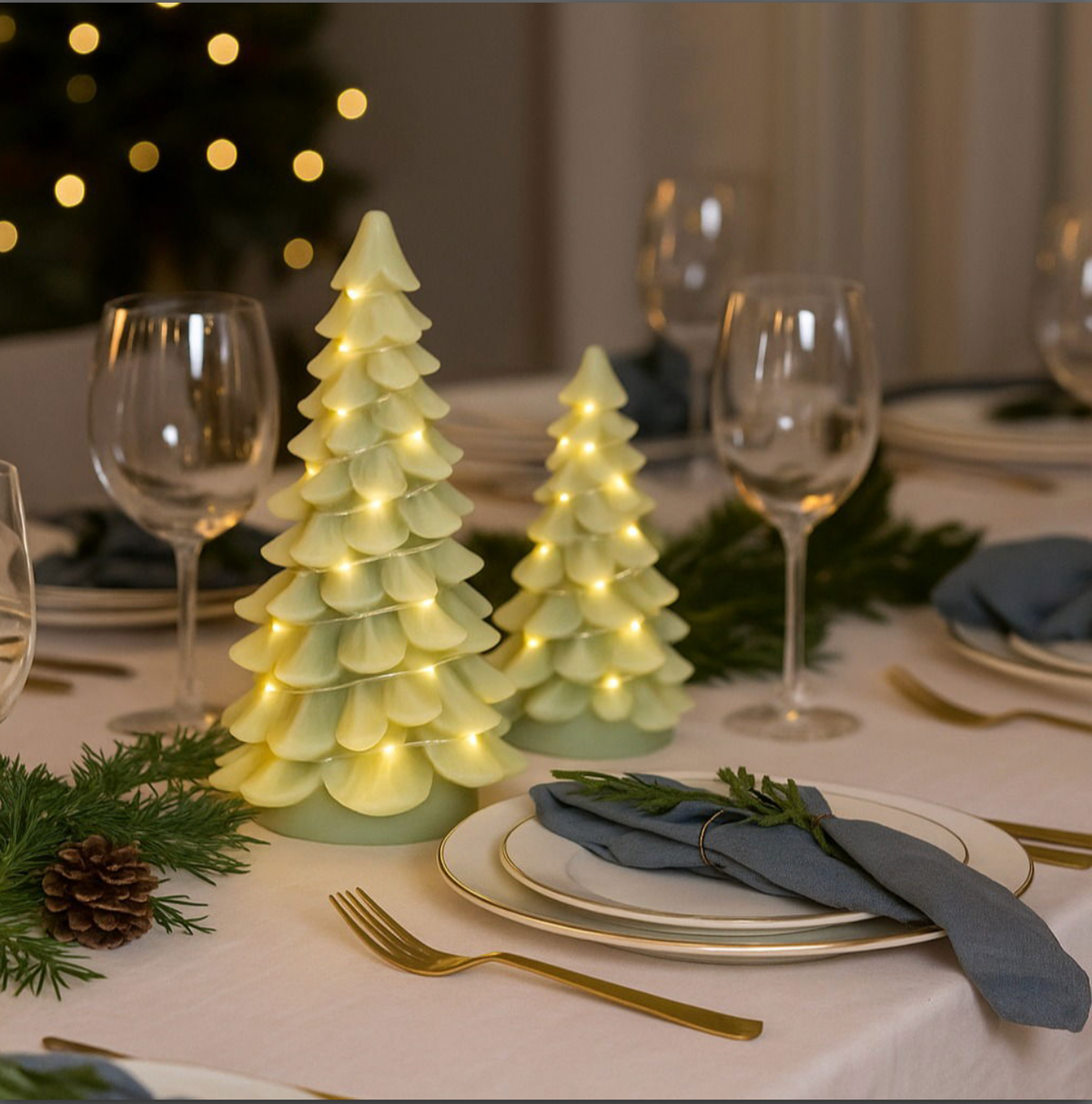 LED-kerstbomen met lichtslinger - 2-pack