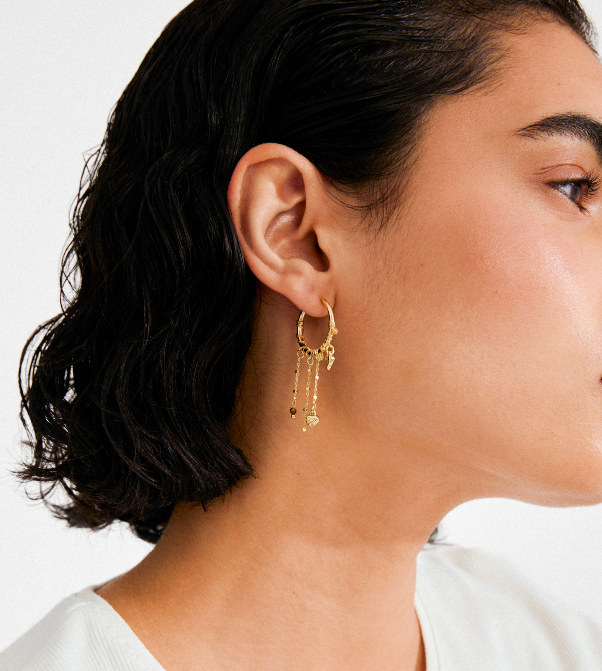 Hoops-oorbellen met kettinkjes en charms