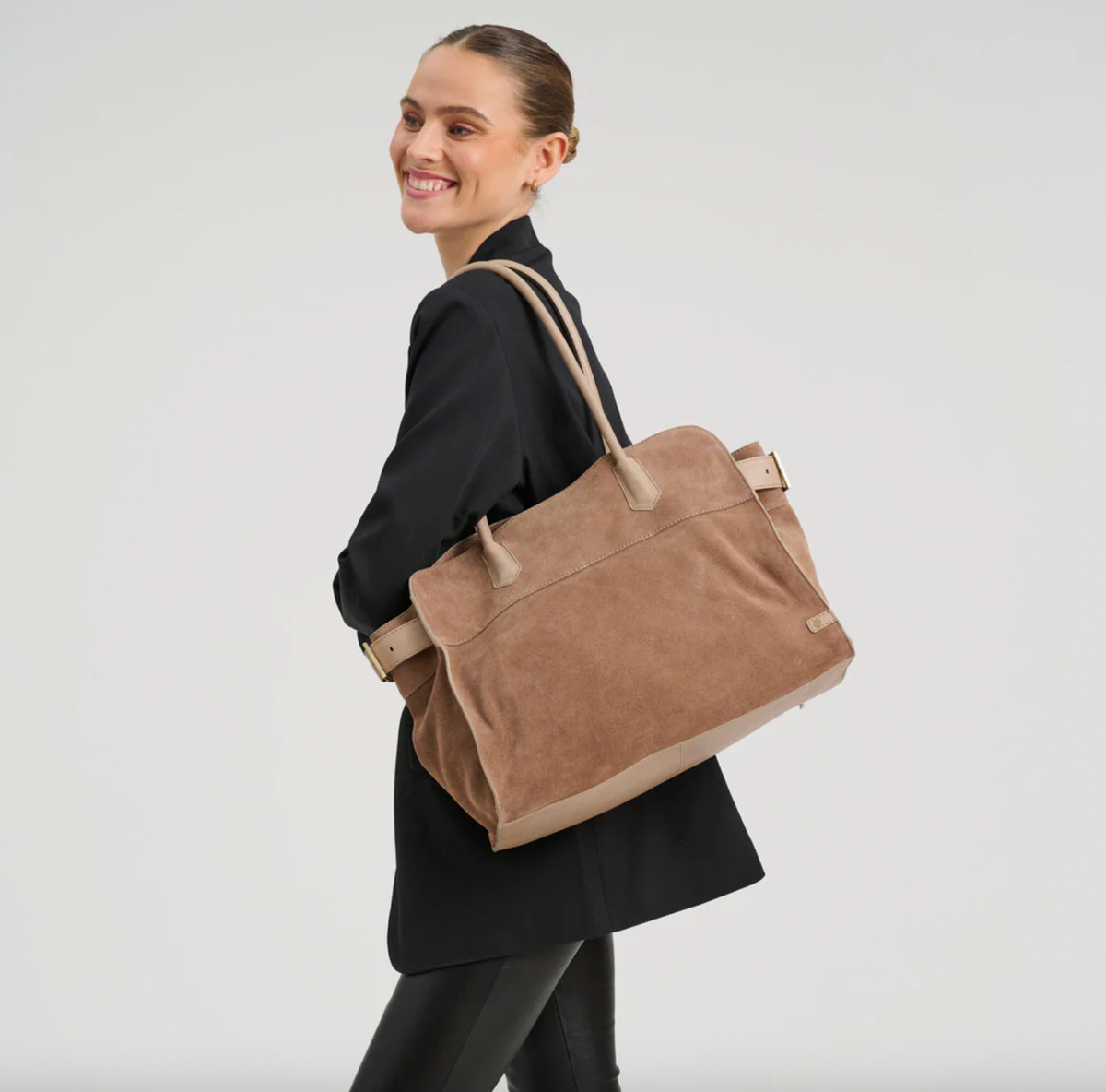 Shopper van suède - taupe
