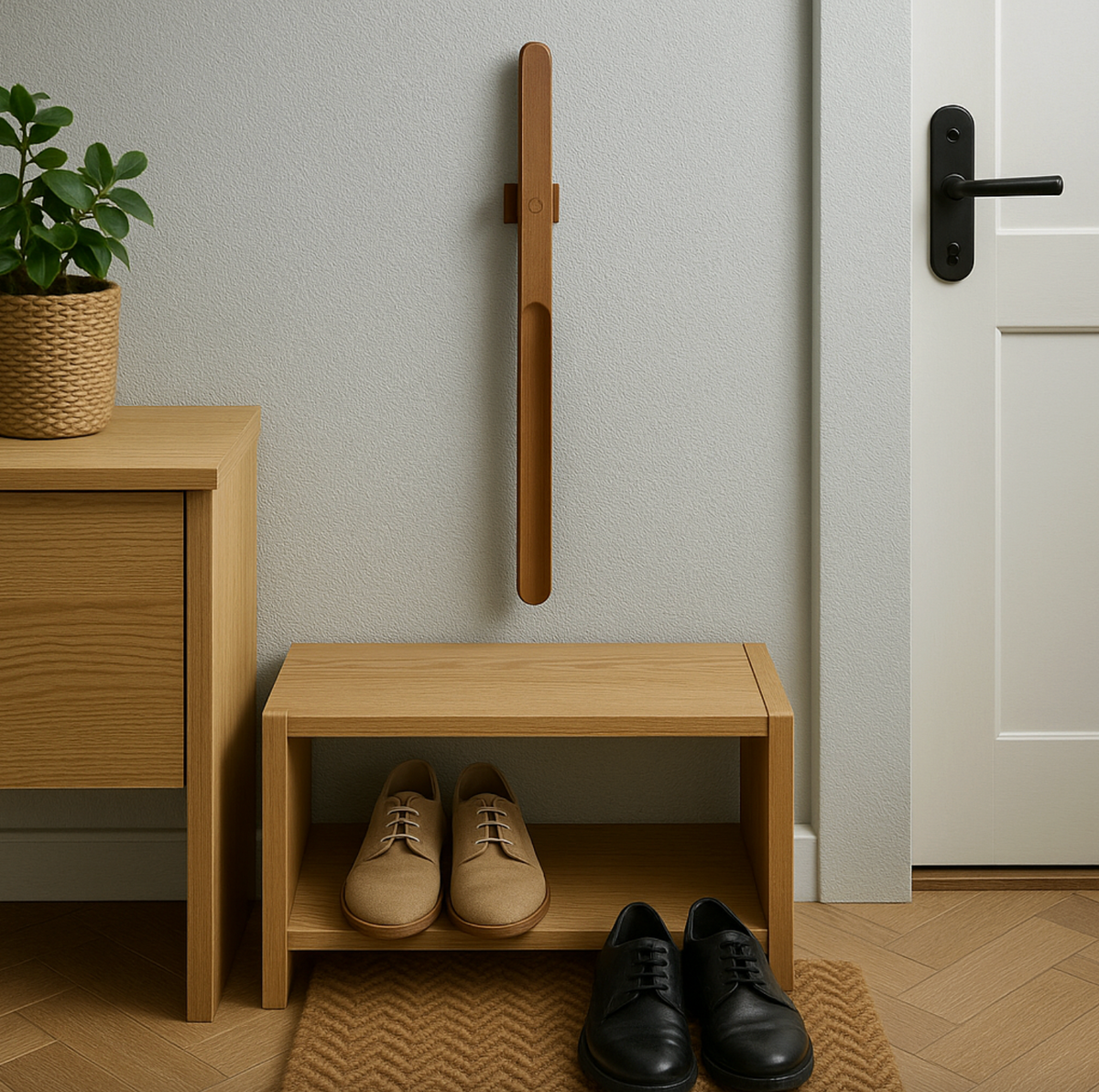 Schoenlepel van hout m. magneet - Dark wood