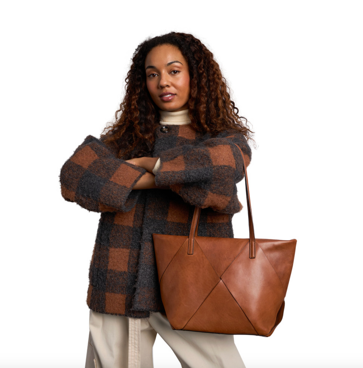 Schoudertas Olia cognac
