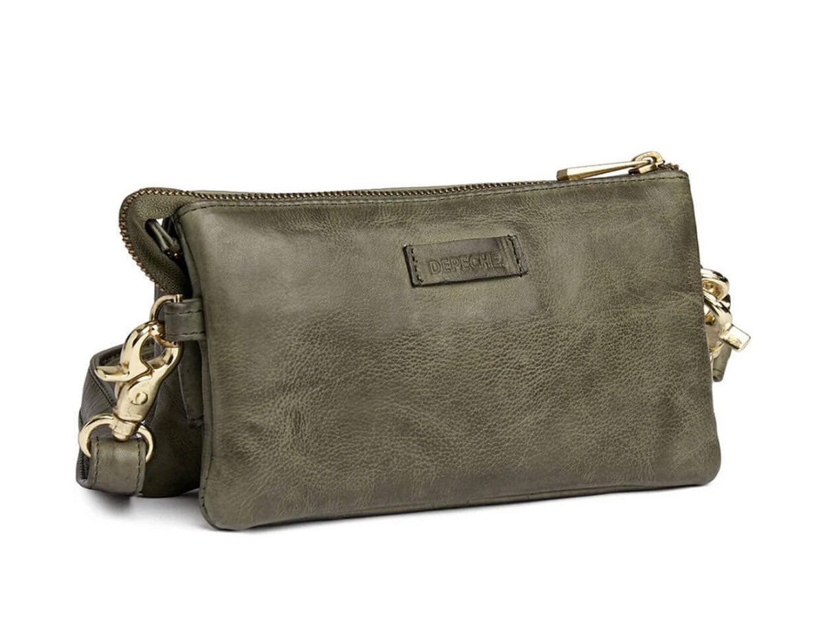 Clutch / leren tas - Army green