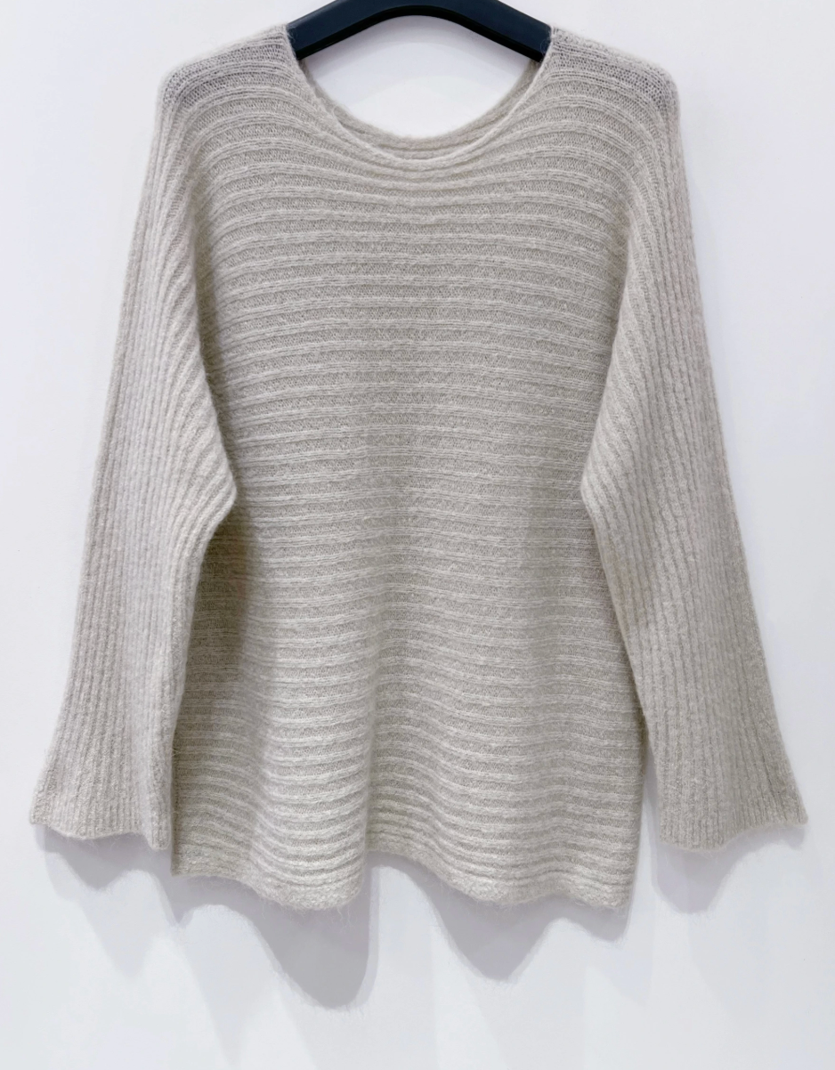 Oversized sweater - Beige wol / mohairmix