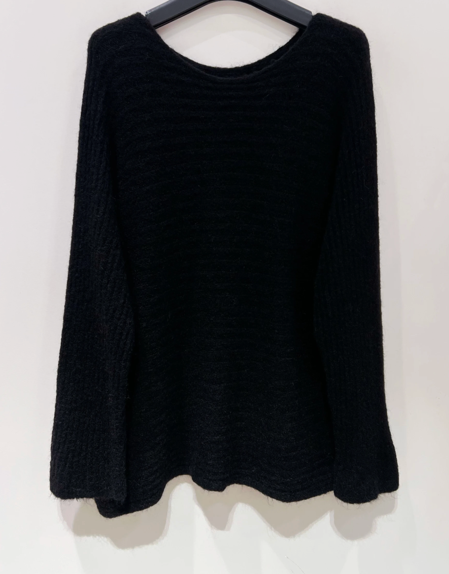 Oversized trui - Zwarte wol / mohairmix