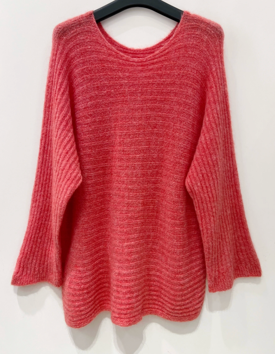Oversized trui - Coral wol / mohair mix