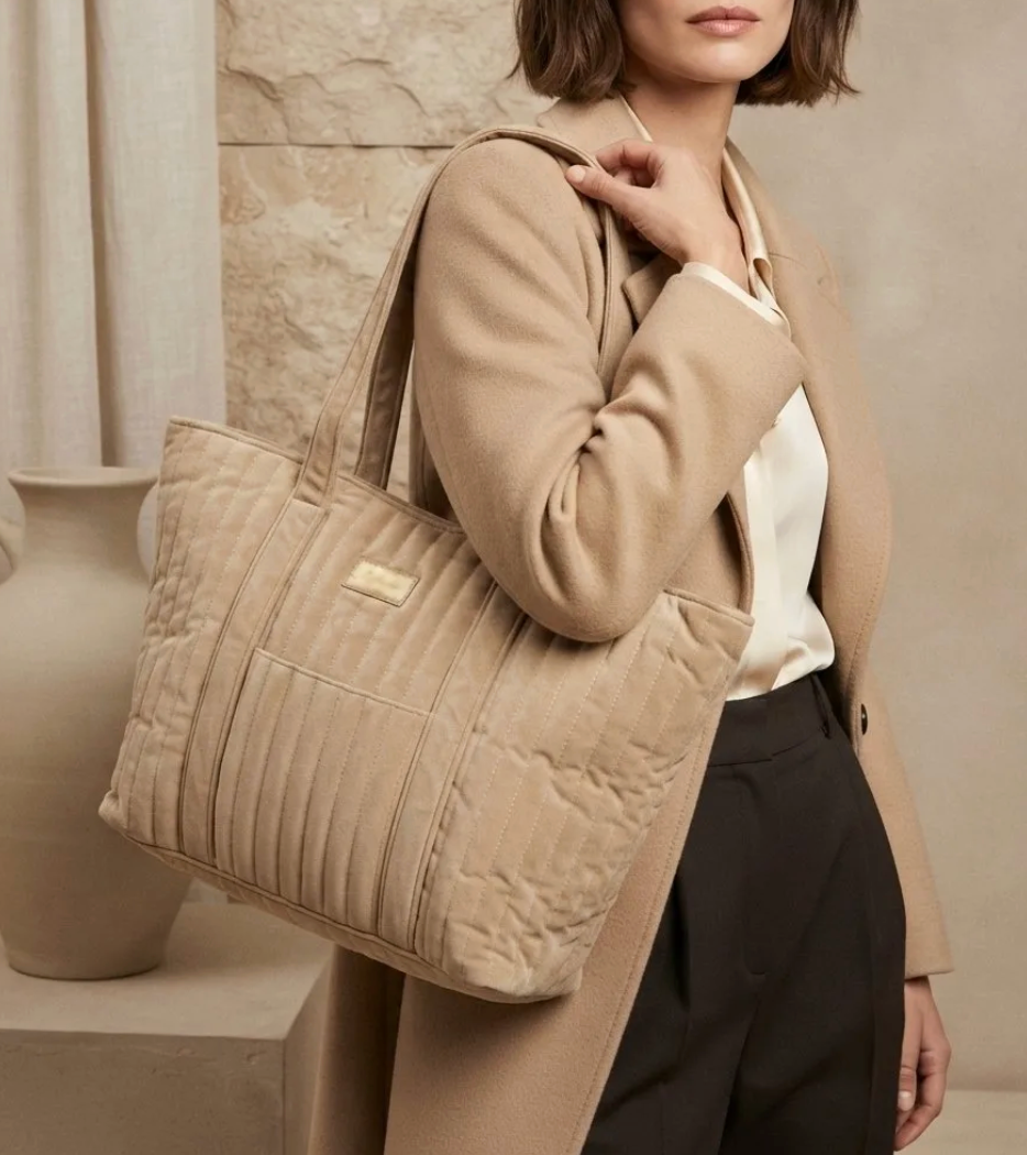 Shopper beige fluweel