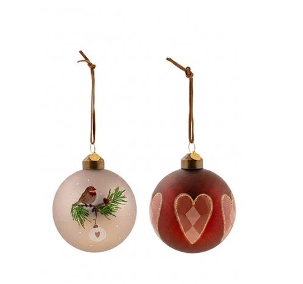 Kerstballen - set van 2 stuks, glas