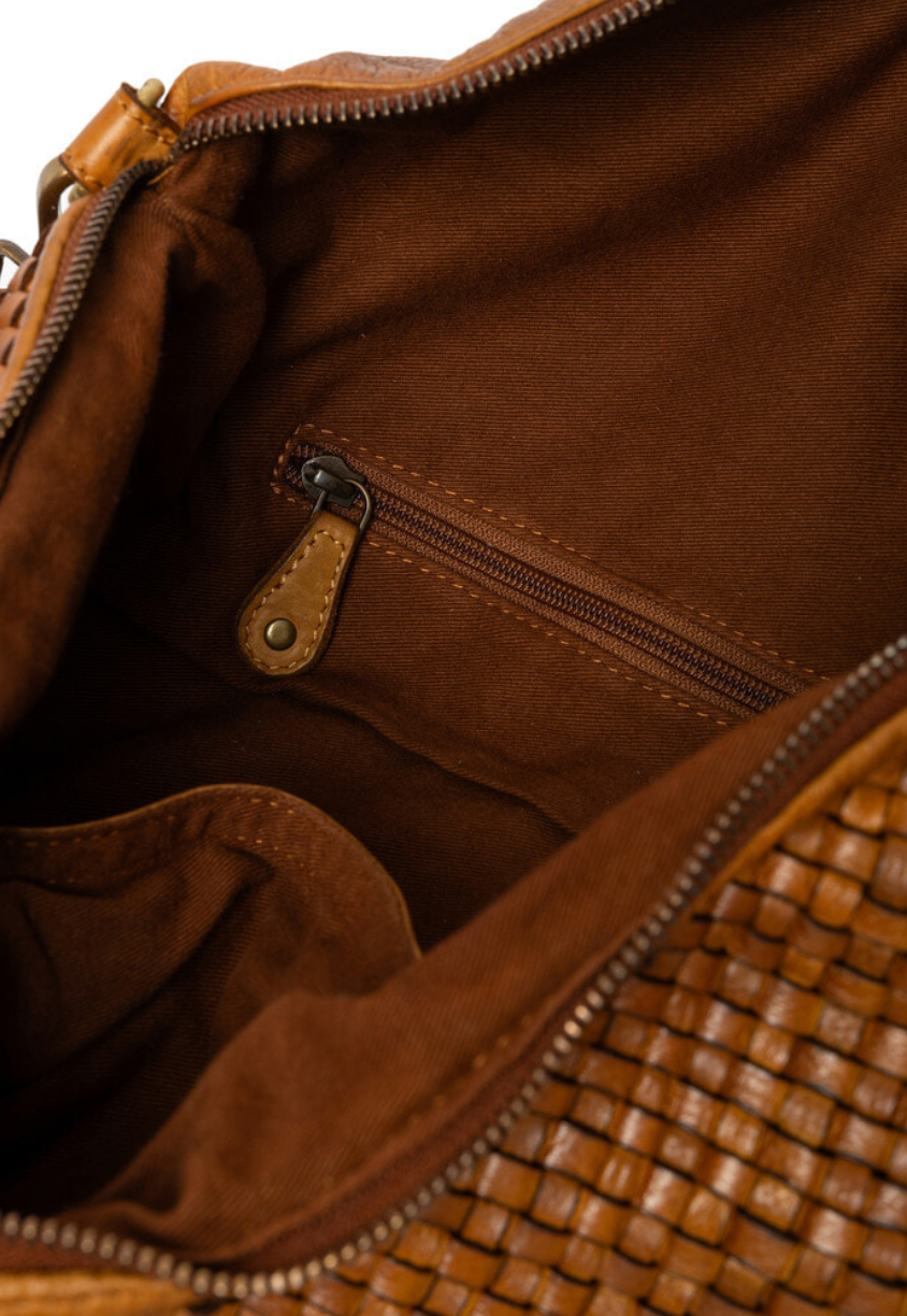 Bumbag JOMA vlechtwerk en studs - Cognac